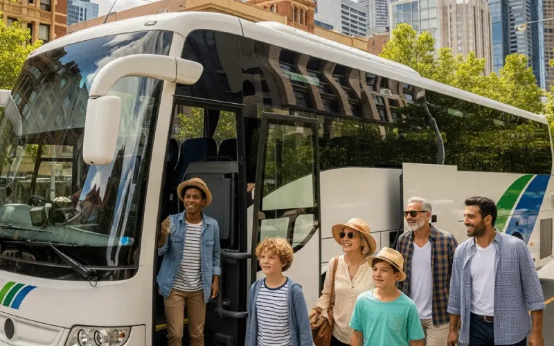 “Family group exploring Victoria on a 2026 coach trip